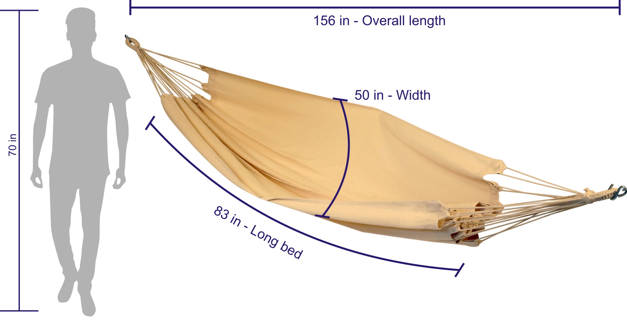 Hangit Natural extra wide Brazilian Canvas Hammock in a bag