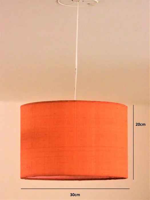 Raw Silk Orange Drum Lamp