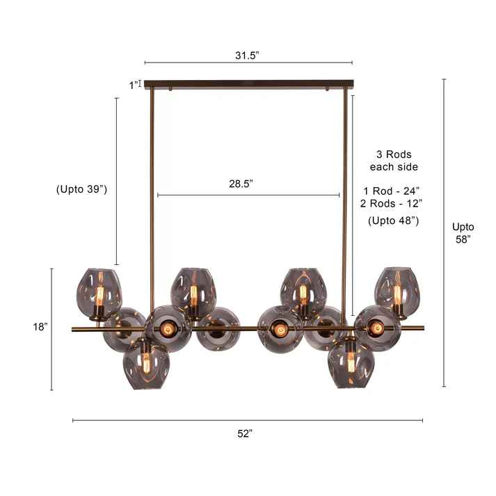 Smoky Glass Chandelier