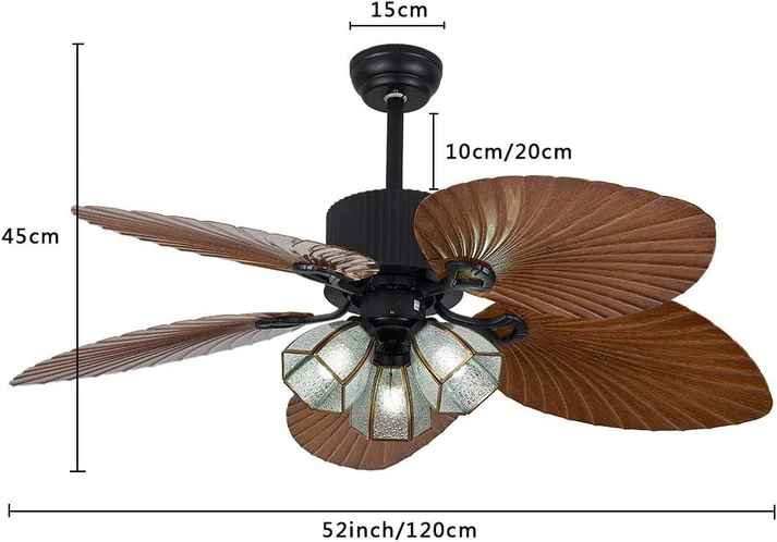 Palm Leaf Tropical Ceiling Fan With Lights