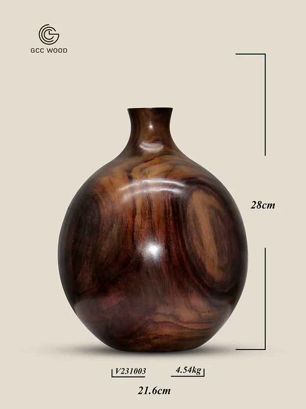 Rosewood Flower Vase Sphere Shaped