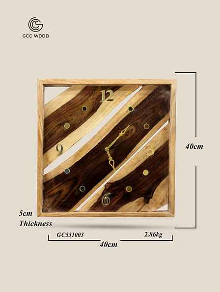 Rosewood Base Square Framed Wall Clock