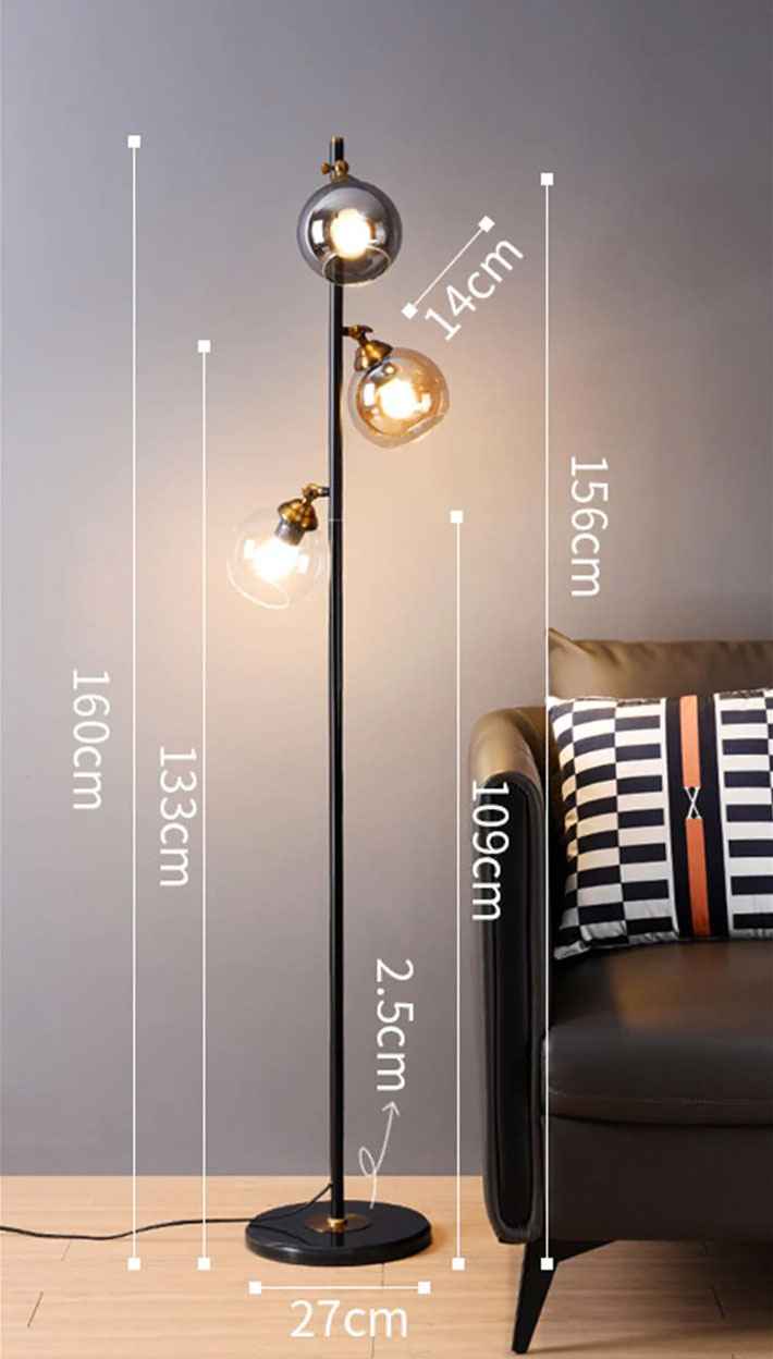 Industrial Glass Shade Floor Lamp