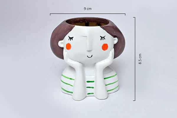 Thinking Girl Resin Pot