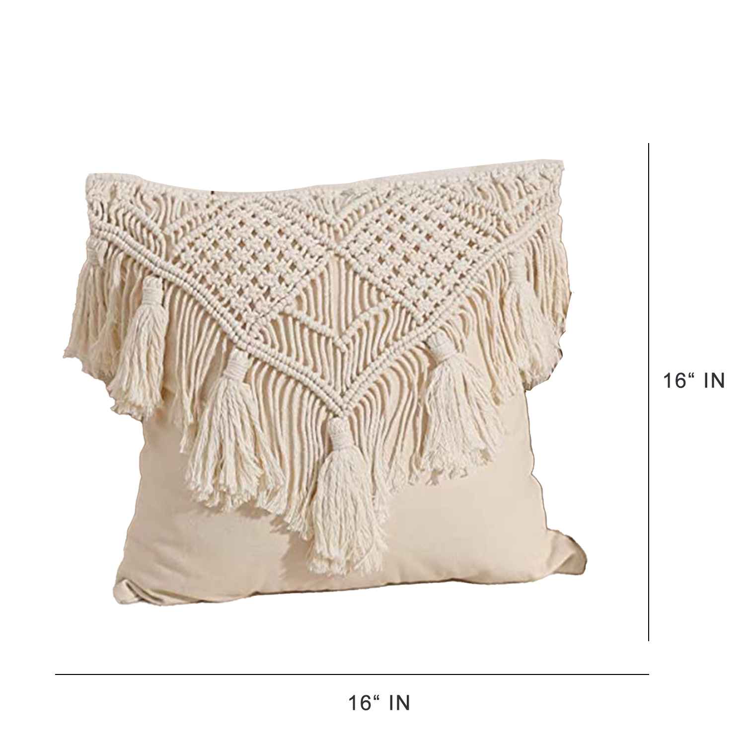 Kaahira Macrame Cushion Cover White