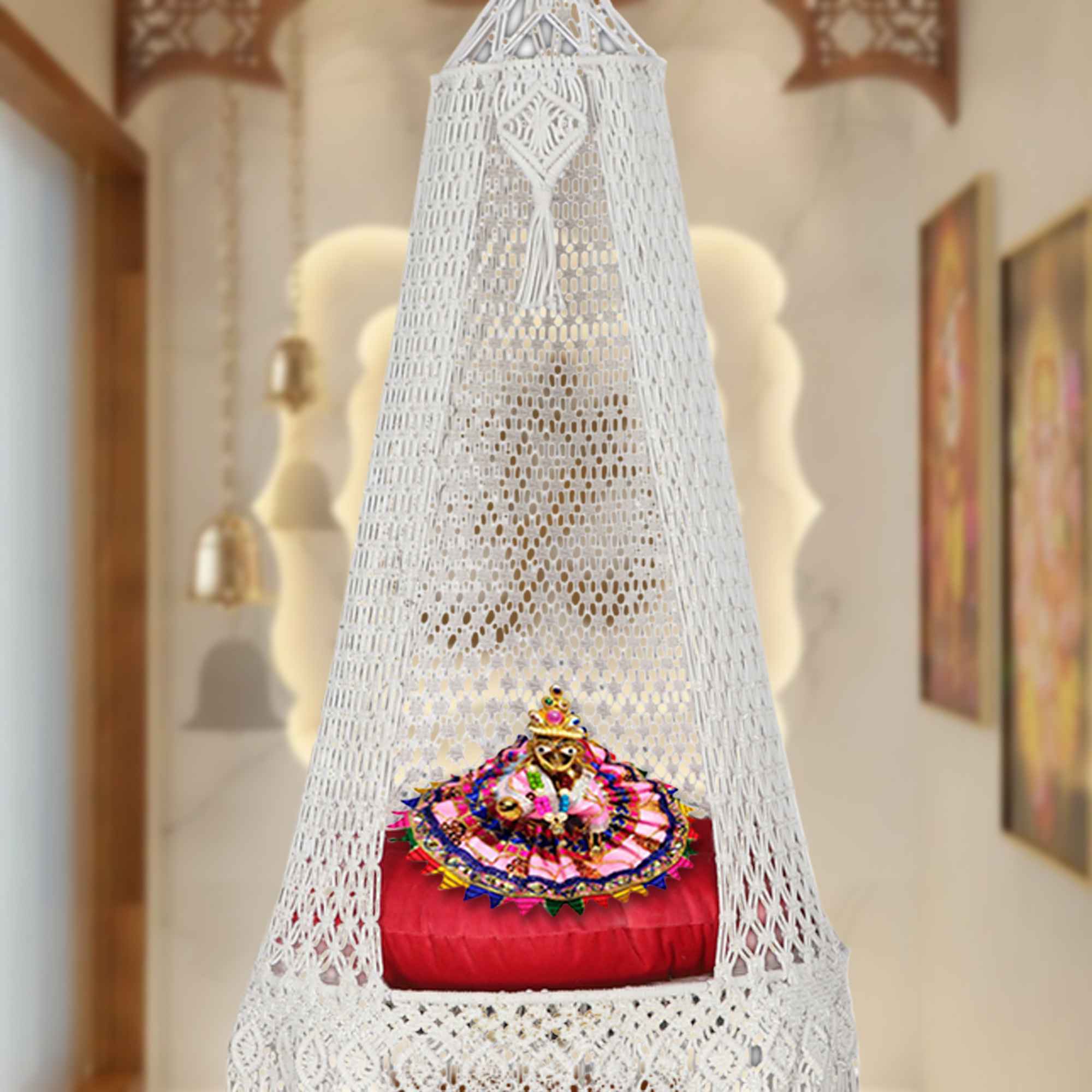 Kaahira Handwoven Swing Throne Devoted to Laadu Gopal Ji