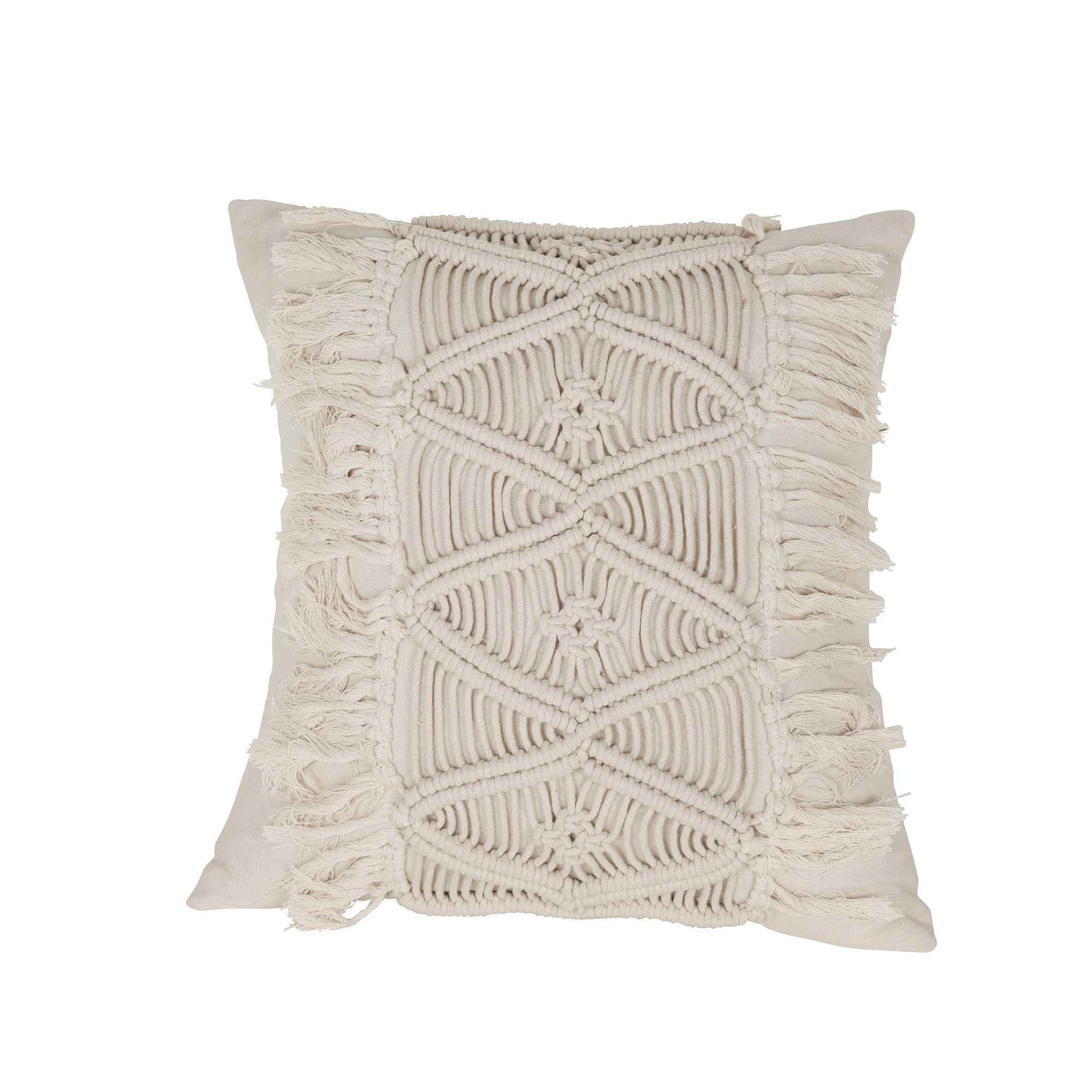 Kaahira Macrame Cushion Cover White