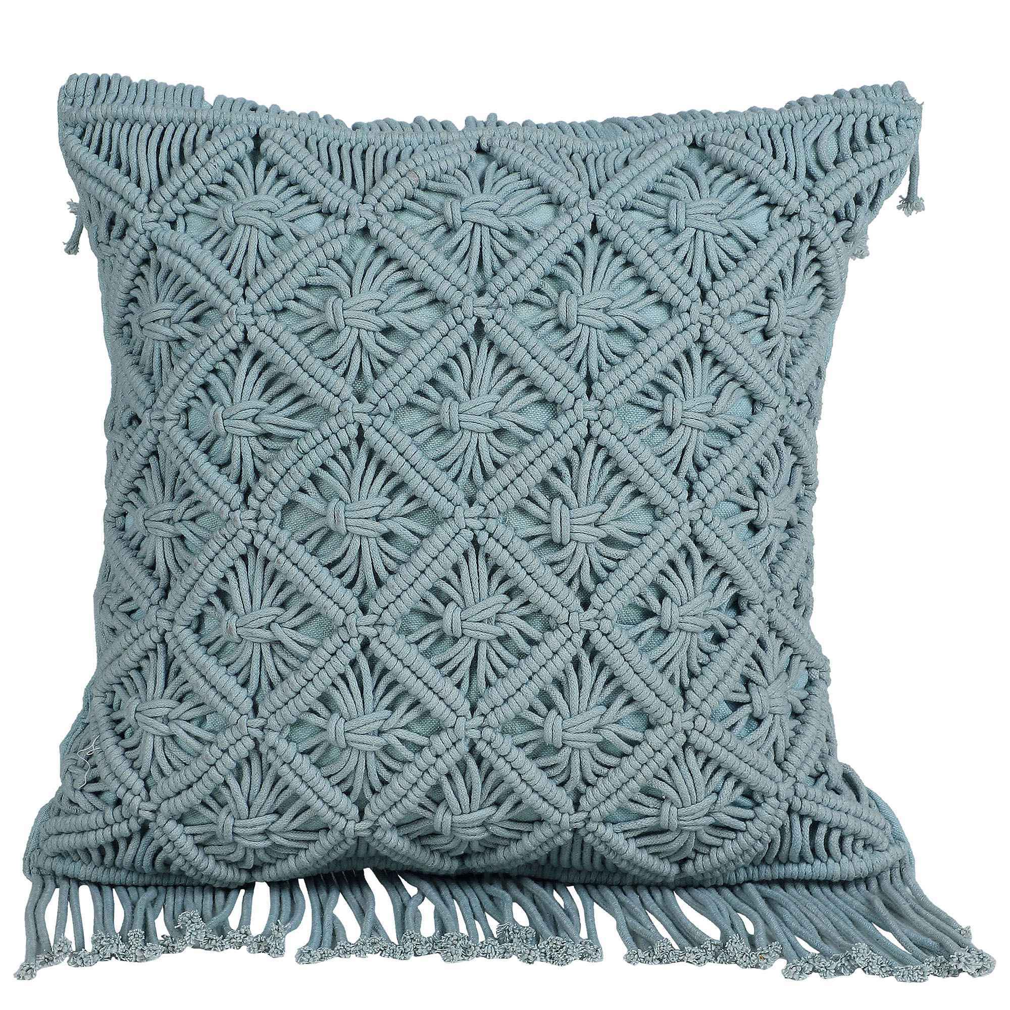 Kaahira Macrame Cushion Cover Blue