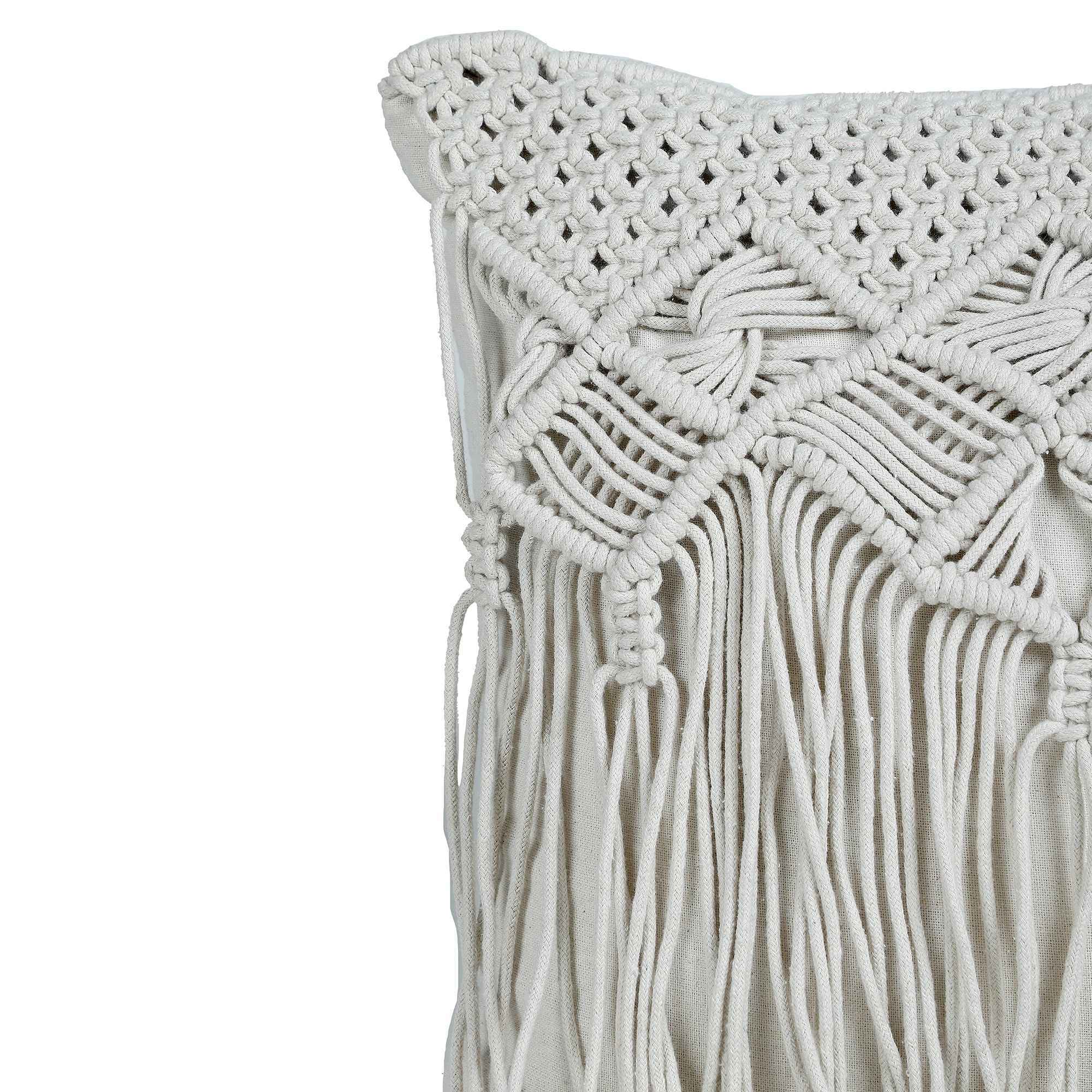 Kaahira Macrame Cushion Cover White