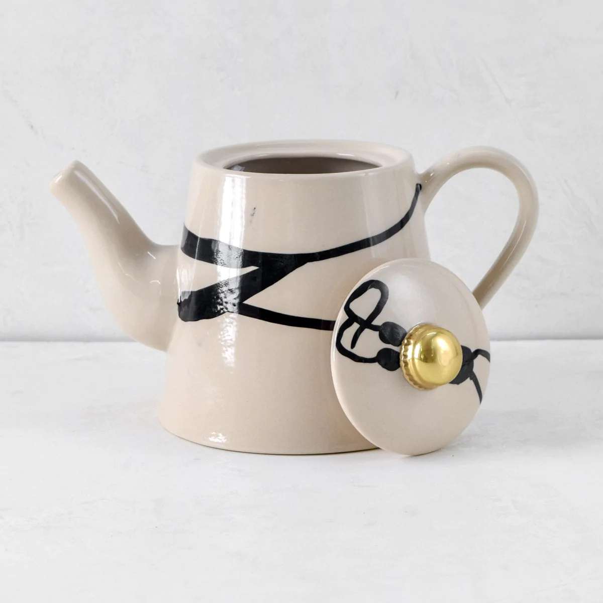 Catalina Brushstrokes Ceramic Teapot