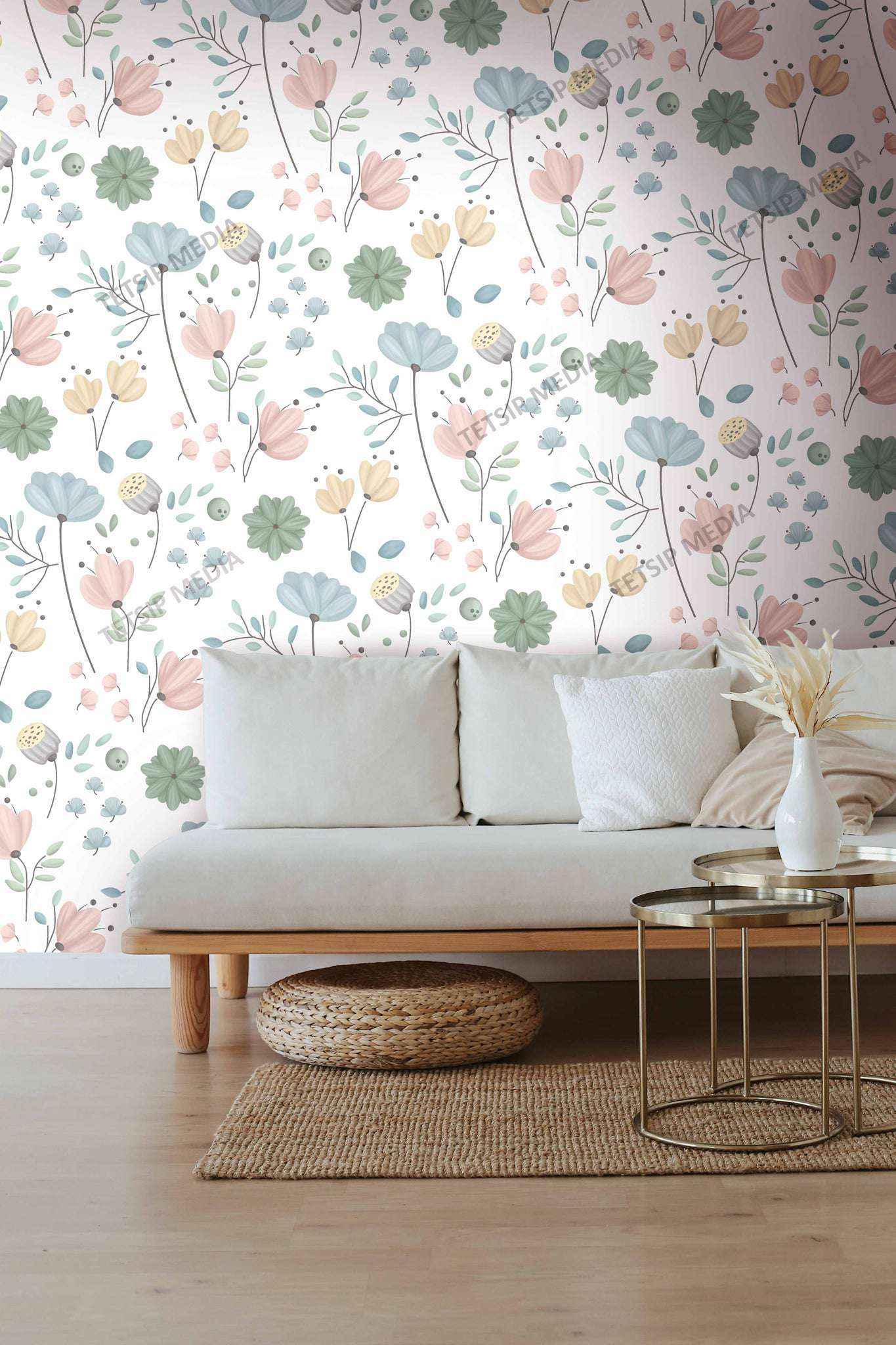 Pastel Colour Flower painting Wallpaper