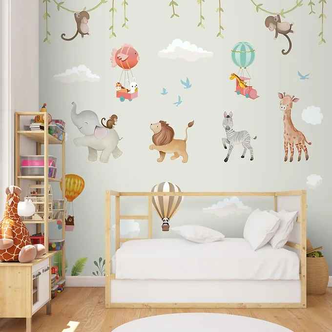 Cute Jungle Animals Wallpaper for Kids Room Nursery