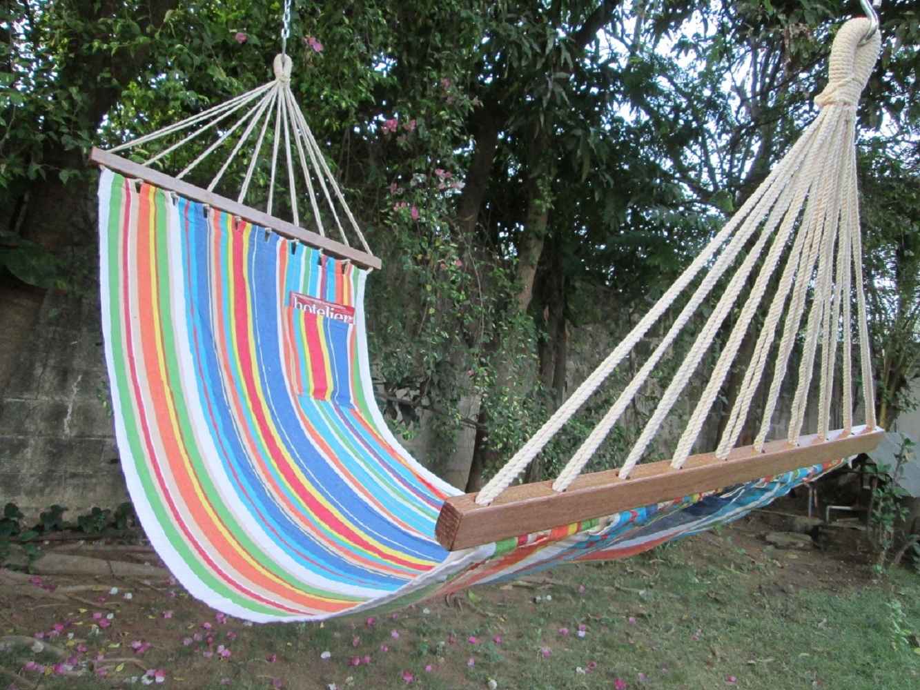 Hangit Brazilian Cotton Canvas Hammock with Spreader bars - Multistripe