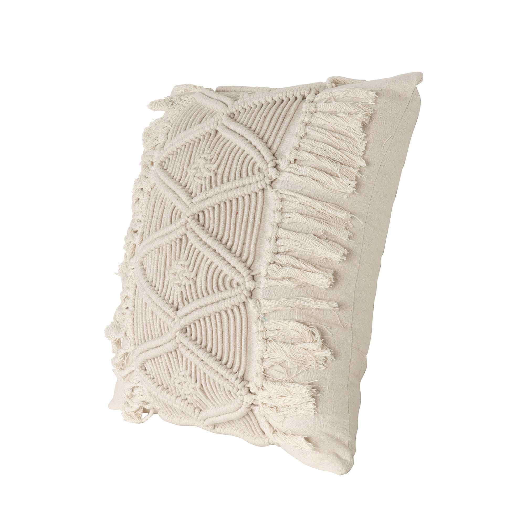 Kaahira Macrame Cushion Cover White