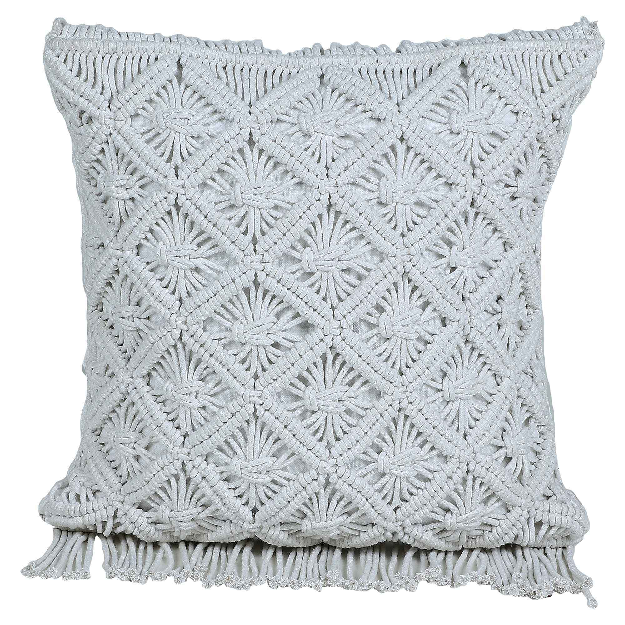 Kaahira Macrame Cushion Cover White