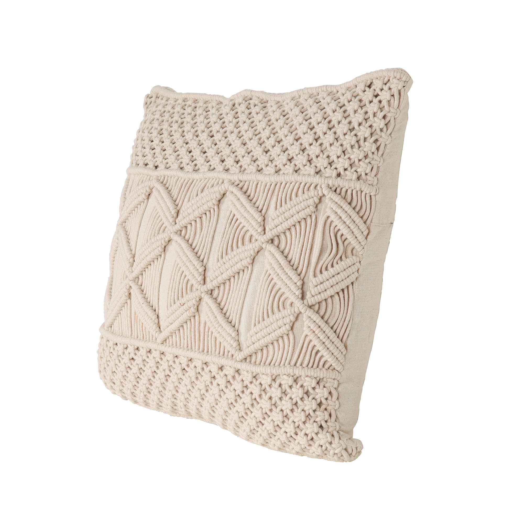 Kaahira Macrame Cushion Cover White