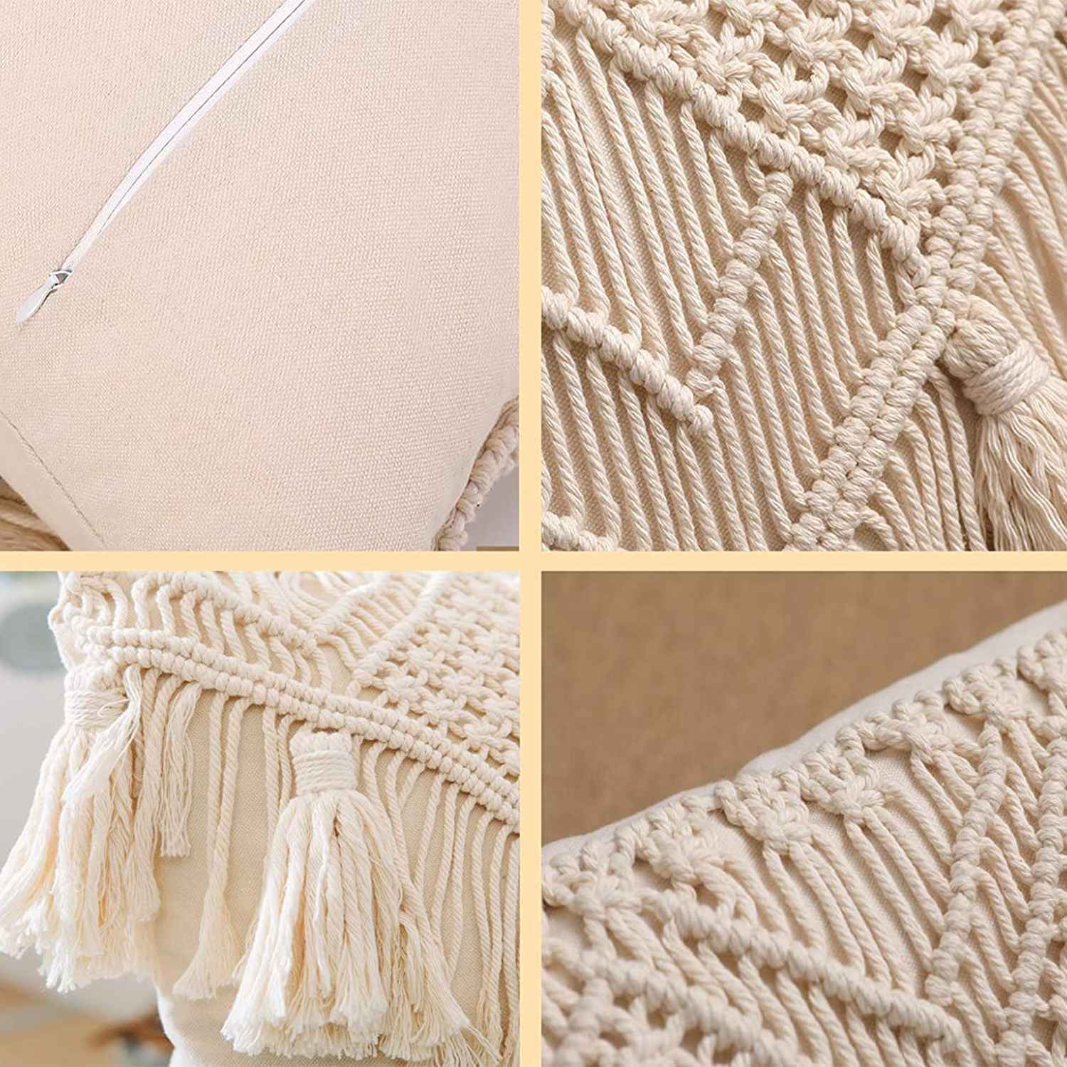 Kaahira Macrame Cushion Cover White