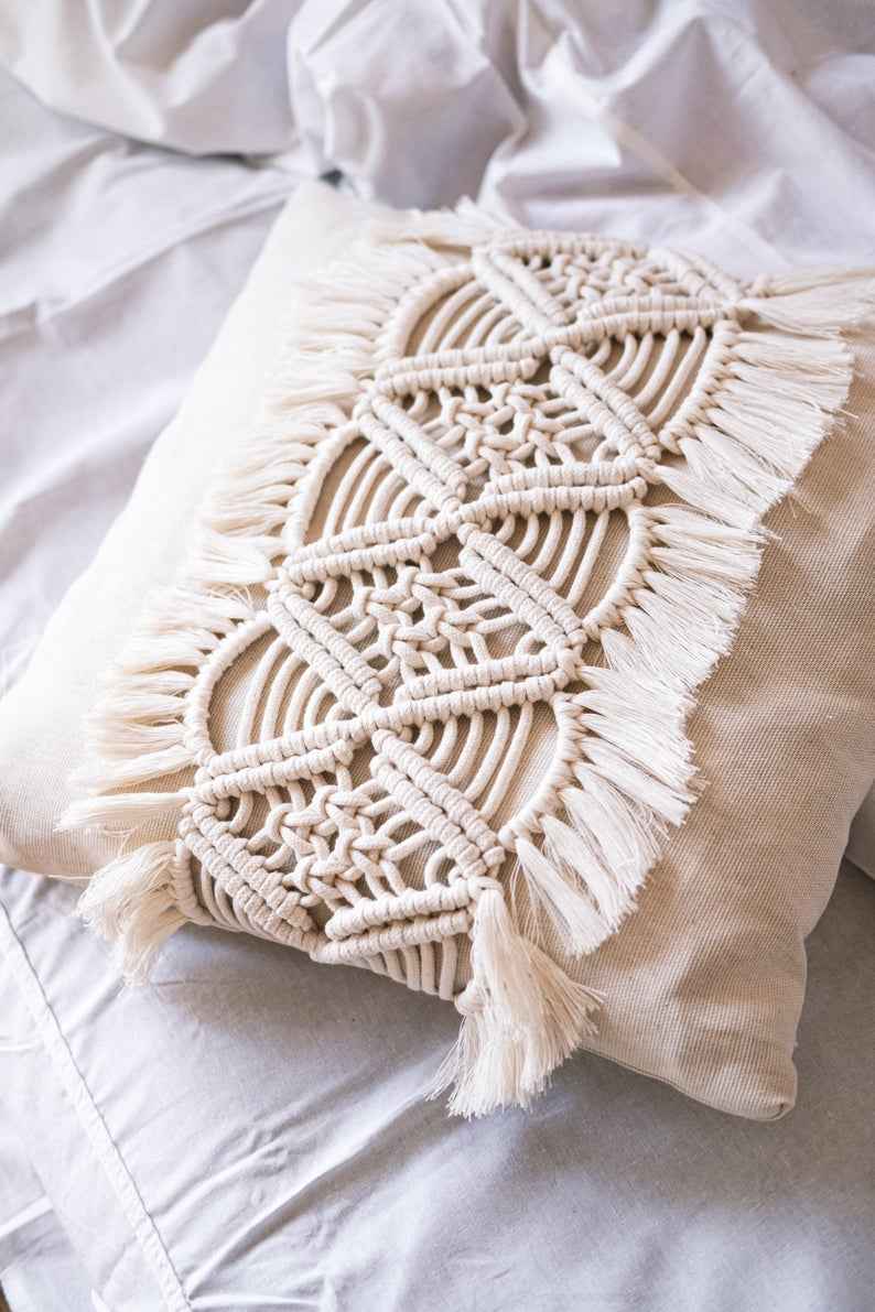 Kaahira Macrame Cushion Cover White