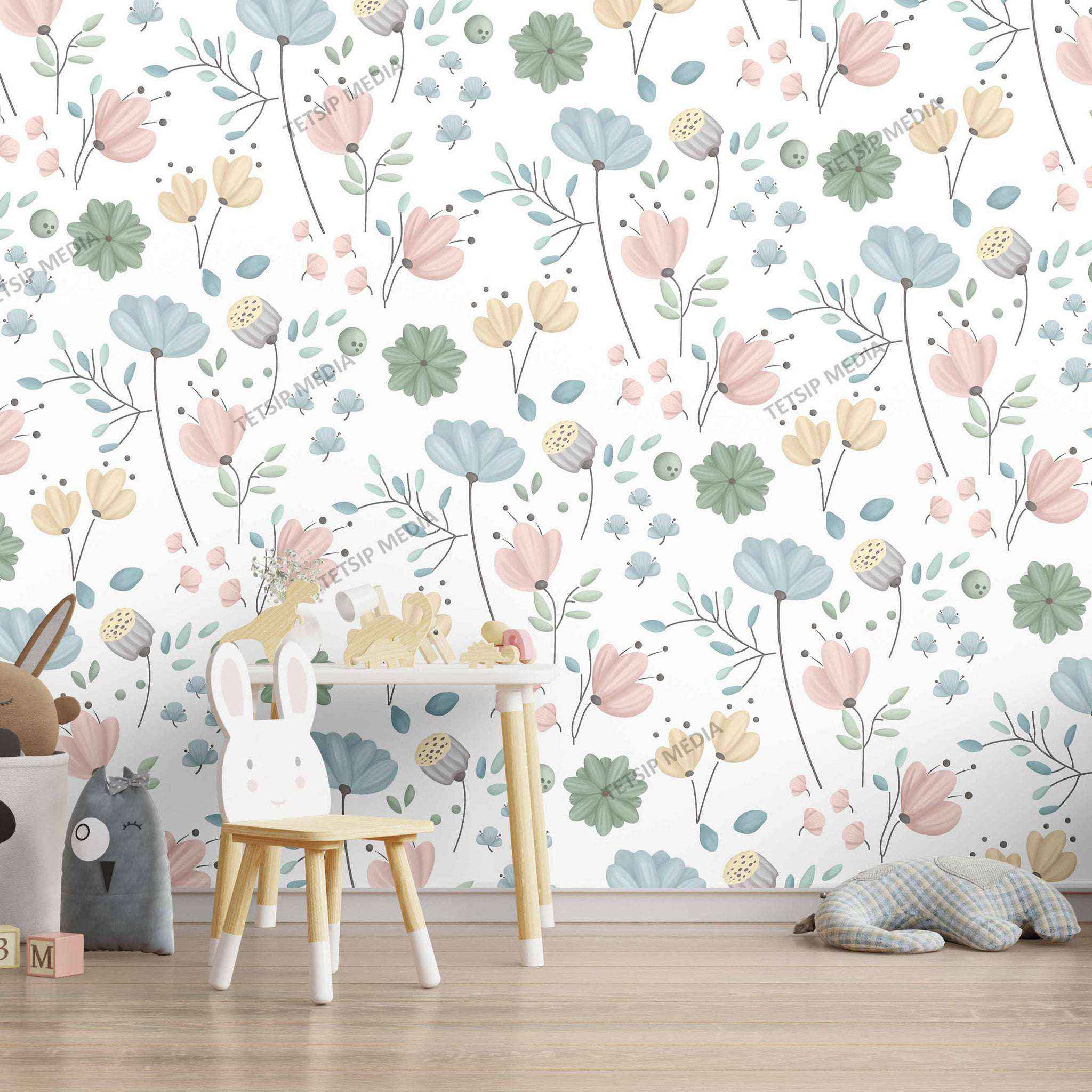 Pastel Colour Flower painting Wallpaper