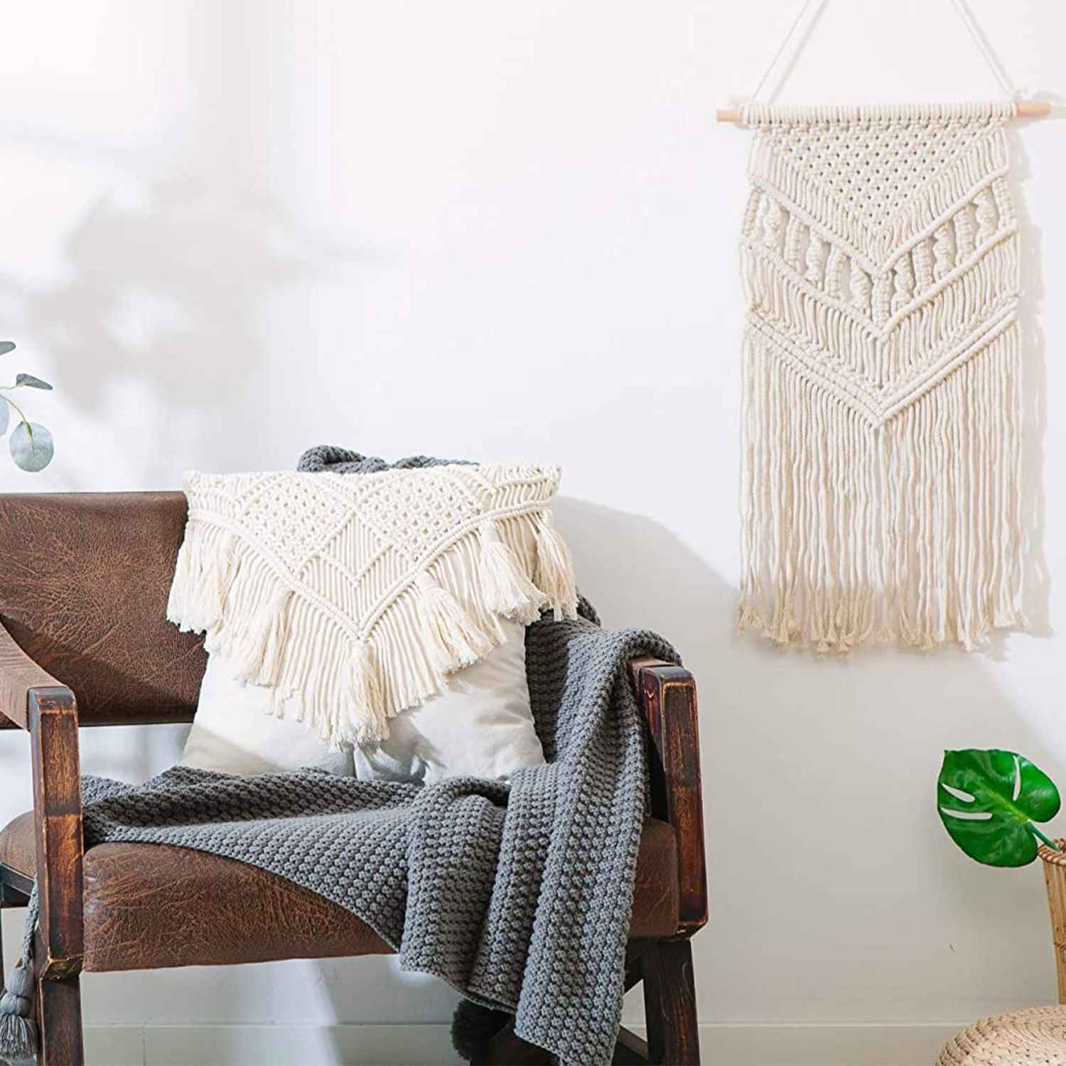 Kaahira Macrame Cushion Cover White