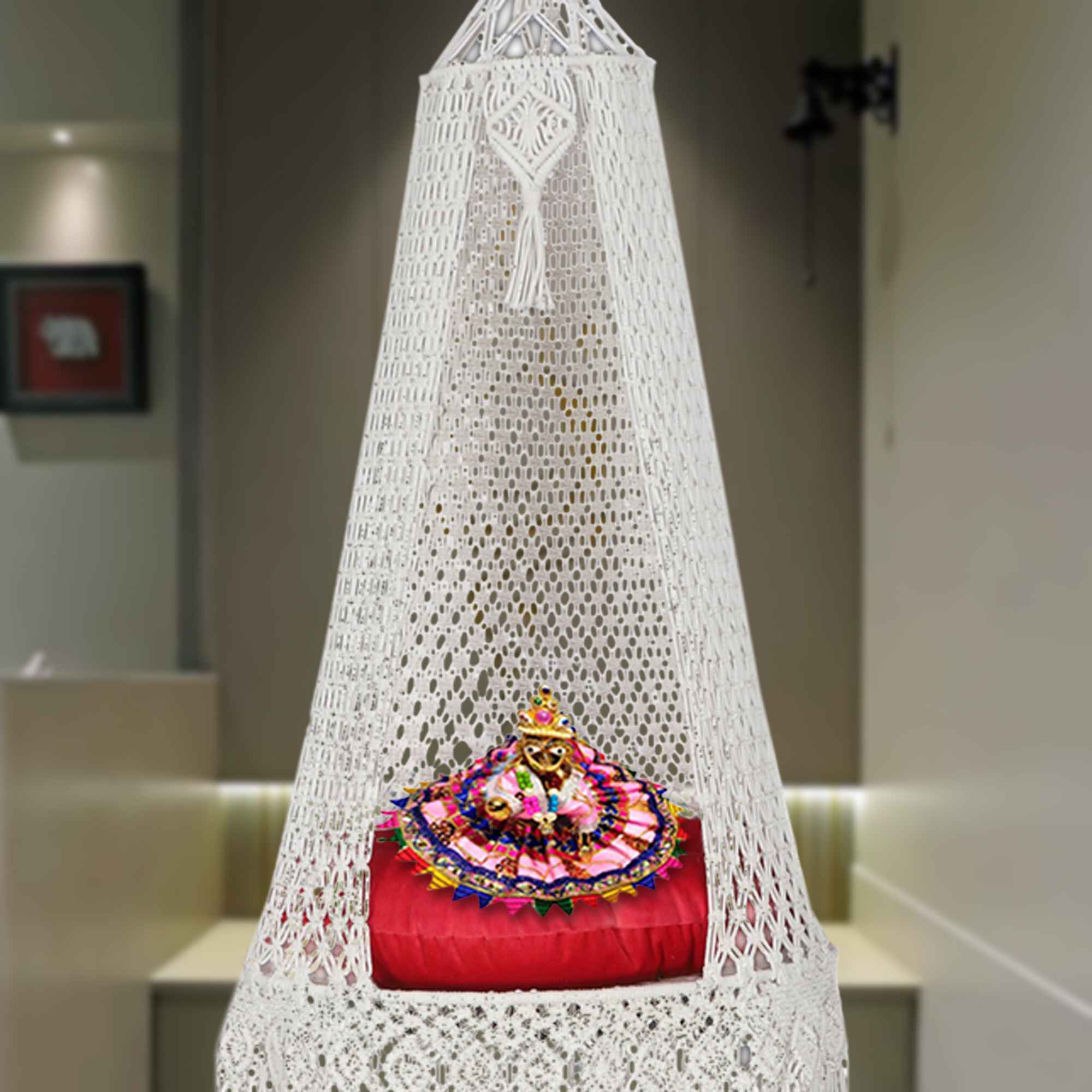 Kaahira Handwoven Swing Throne Devoted to Laadu Gopal Ji