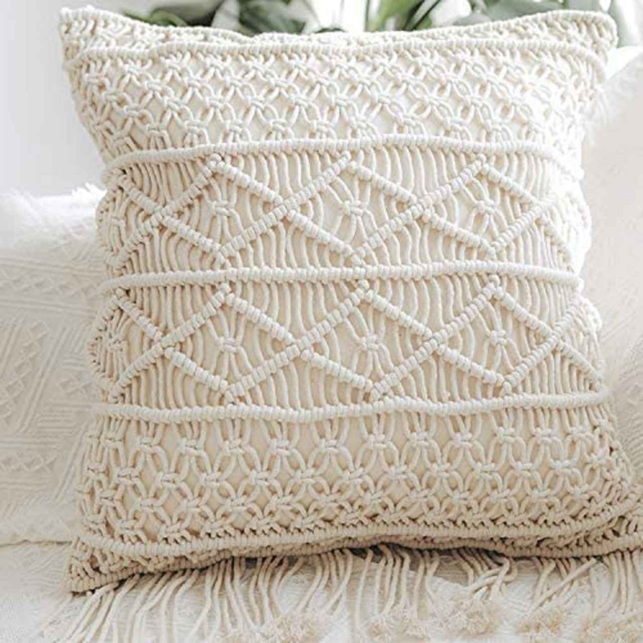 Kaahira Macrame Cushion Cover White