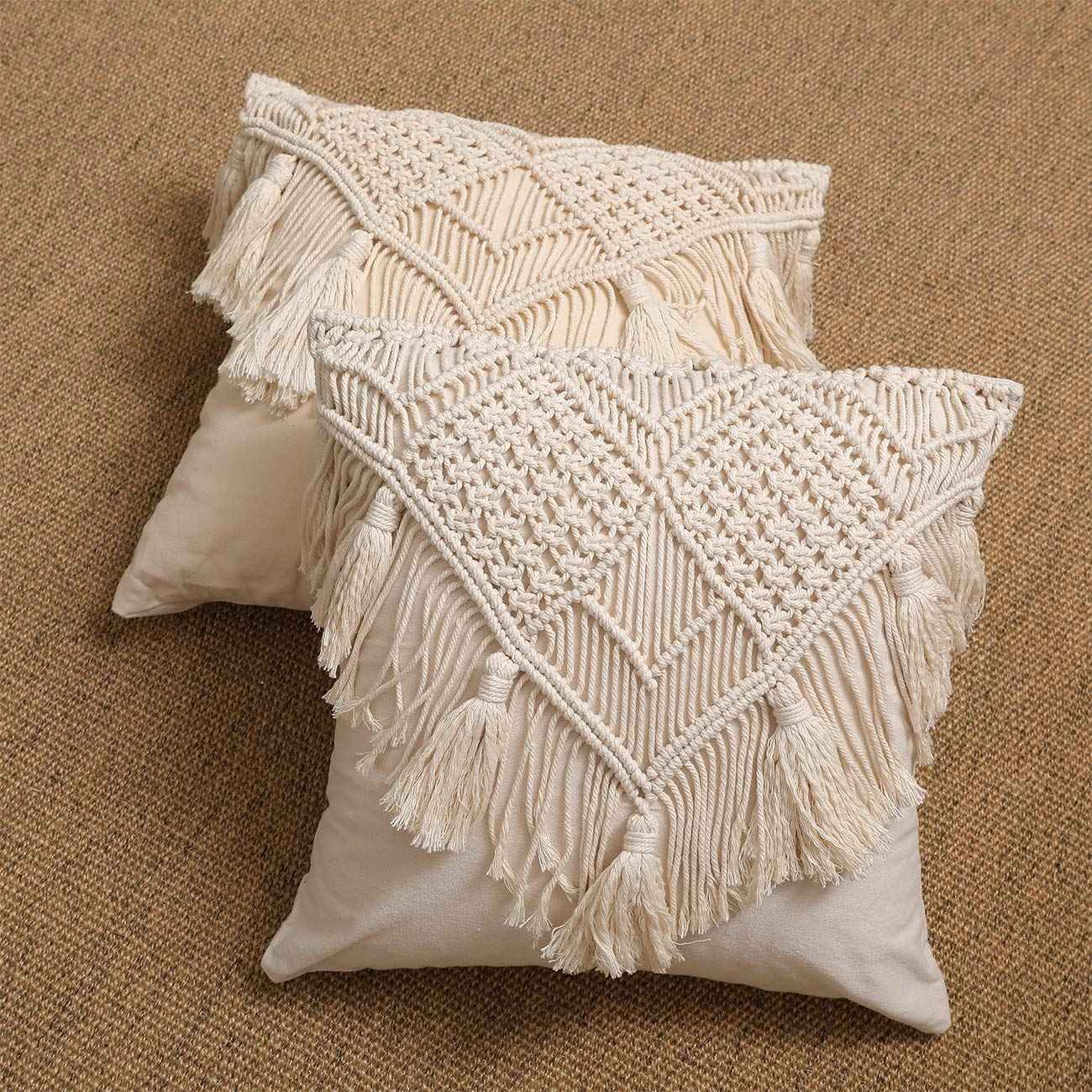 Kaahira Macrame Cushion Cover White