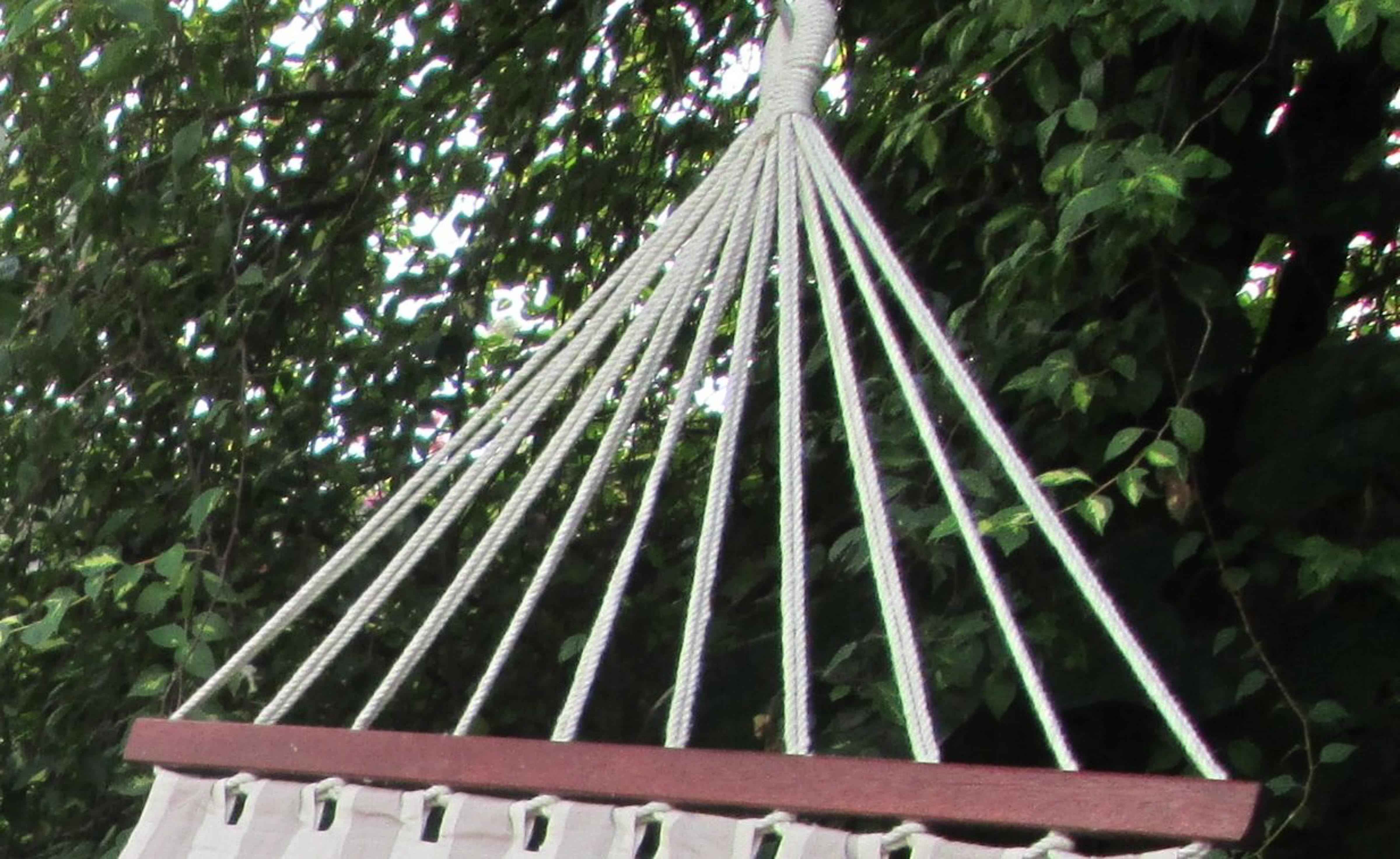 Hangit Brazilian Canvas Hammock with Spreader bars - White Stripe