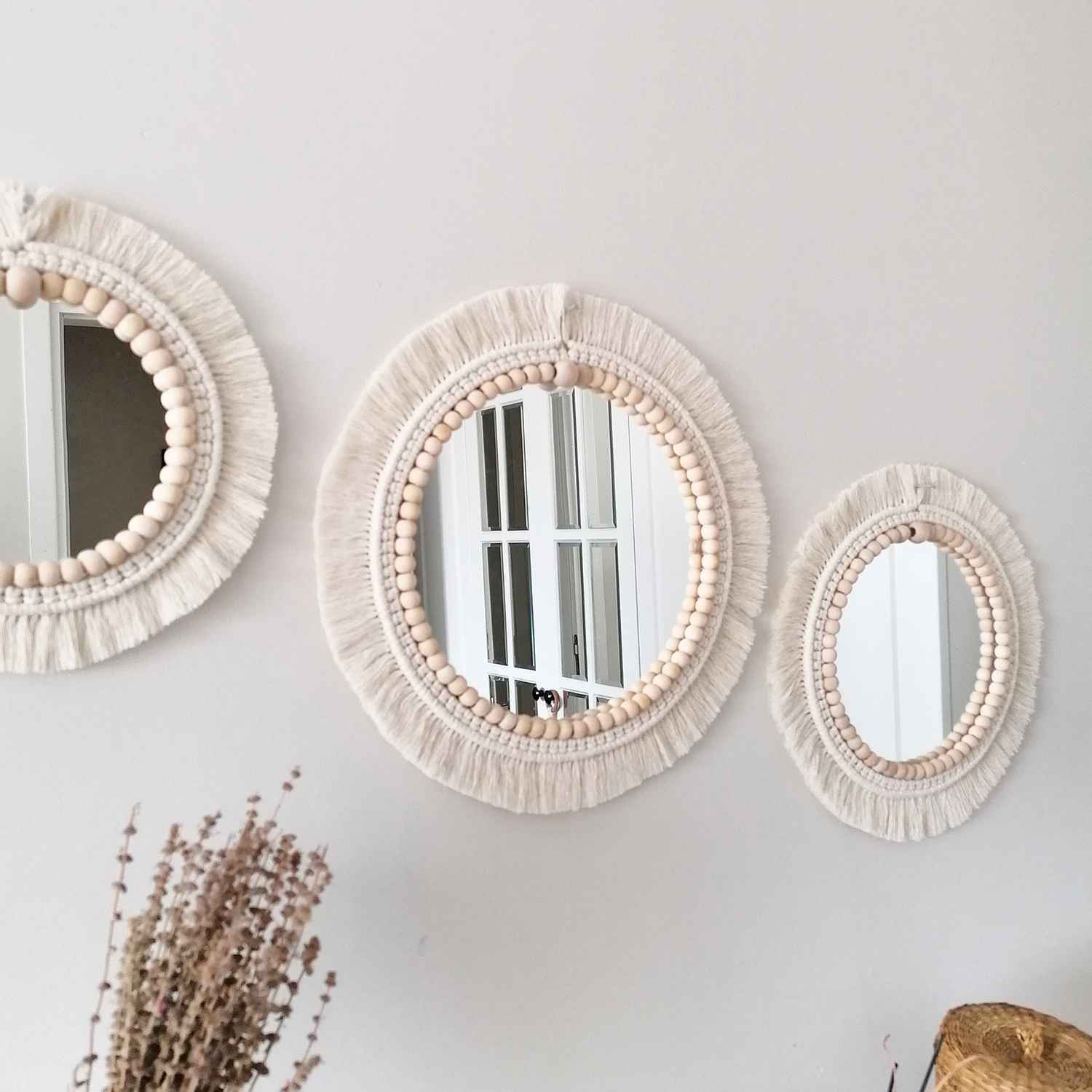 Kaahira Macrame Wall Mirror Set Of 3