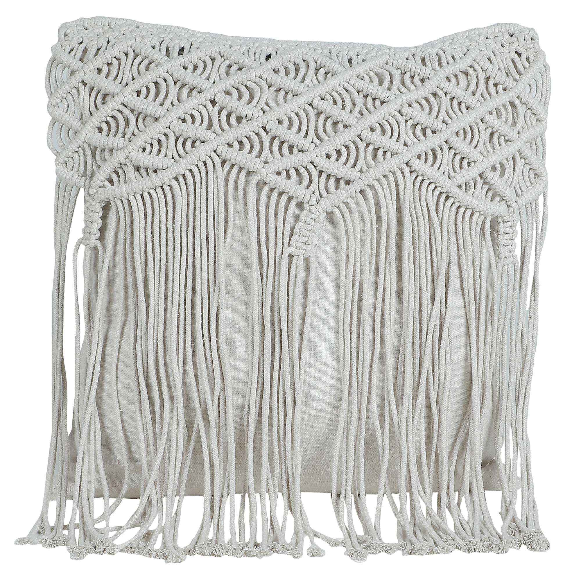 Kaahira Macrame Cushion Cover White