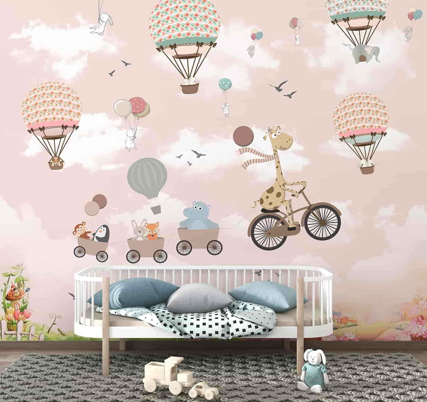 Hot Air Balloons with cycling Giraffe