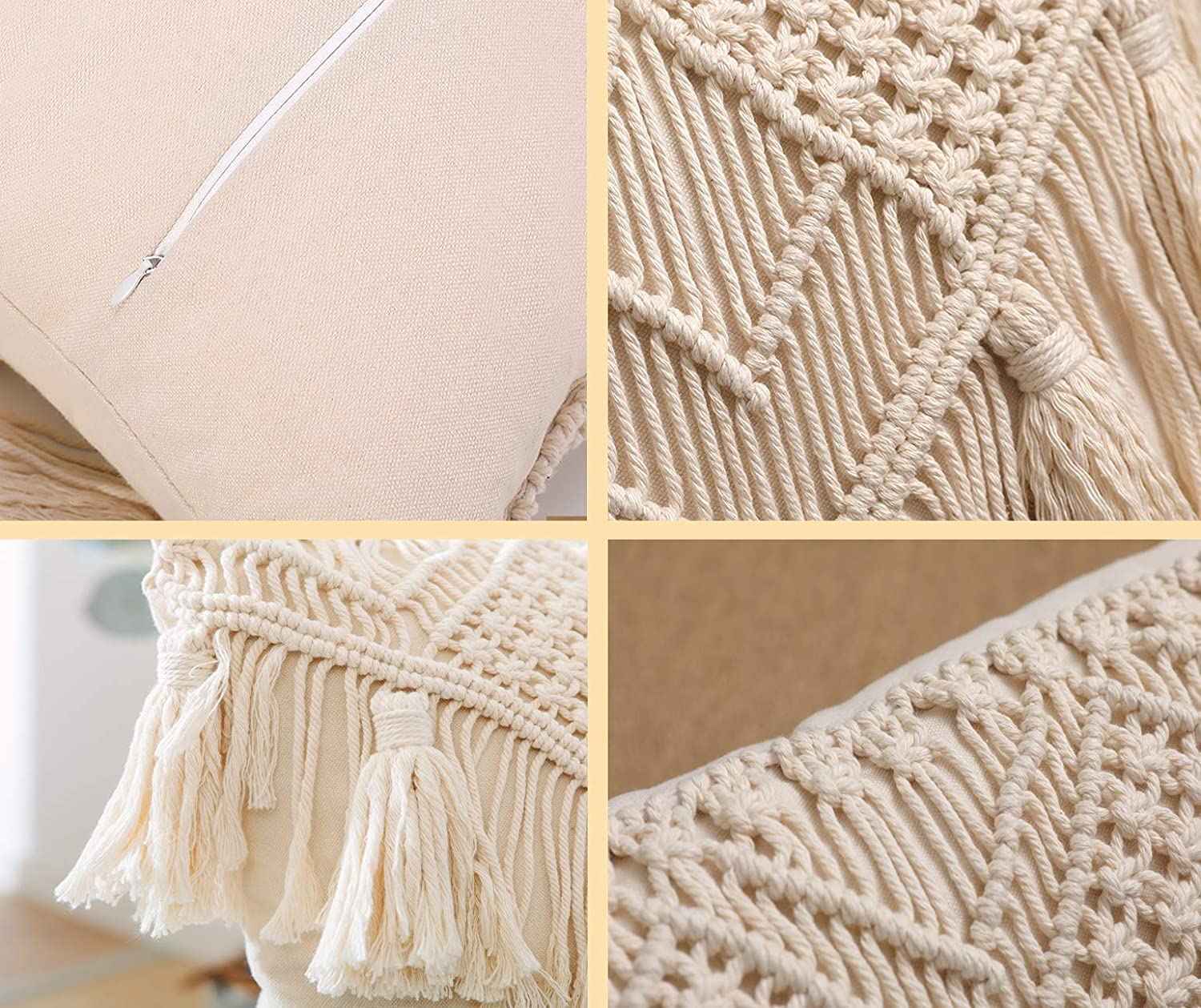 Kaahira Macrame Cushion Cover White