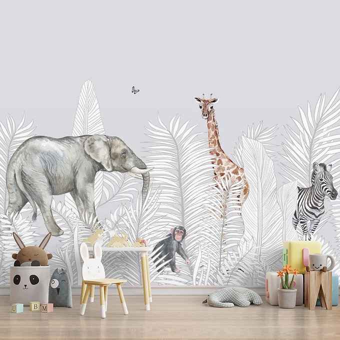 Jungle Animals Wallpaper for Kids Room