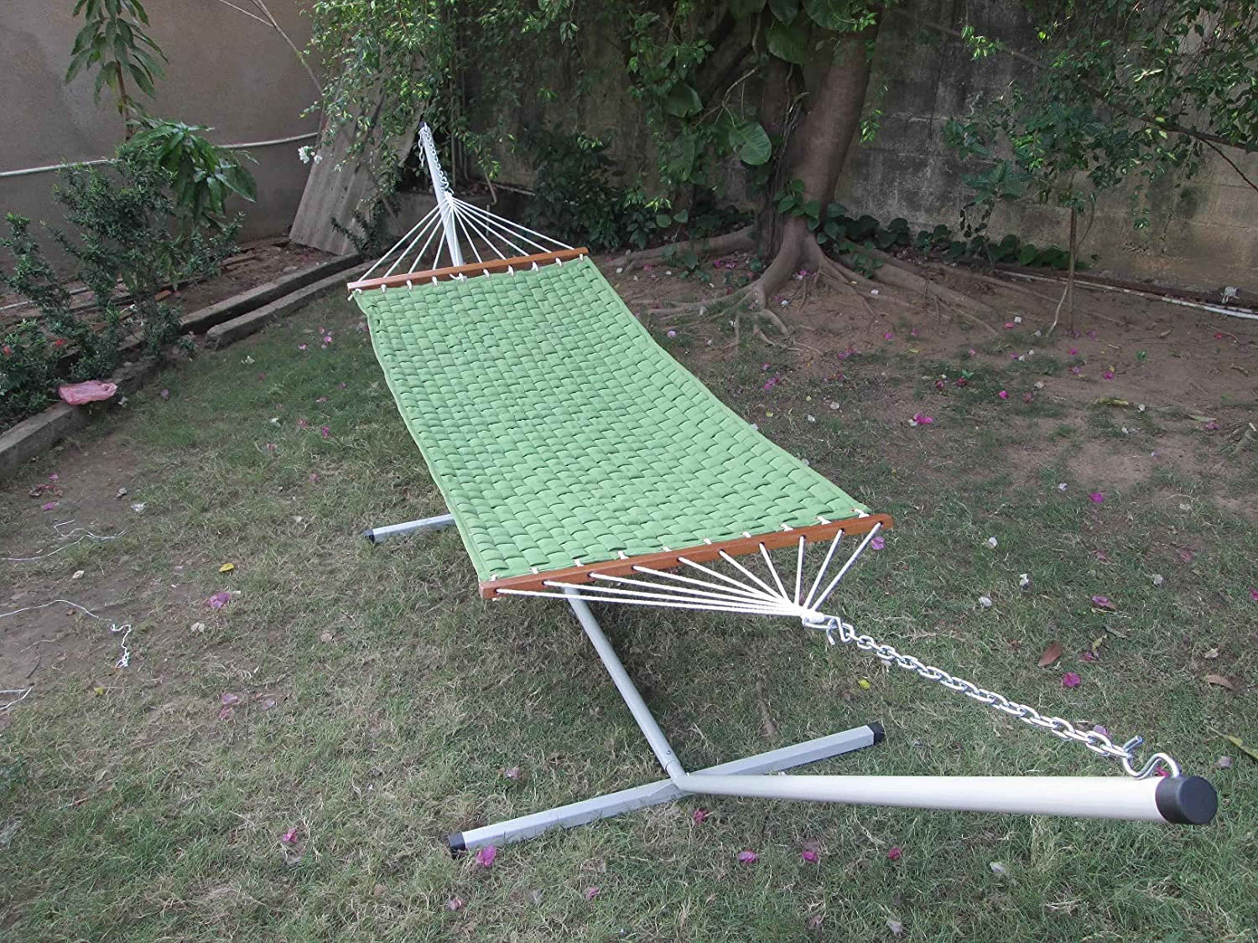 Hangit Green Soft Comb Hammock with Steel Hammock Stand