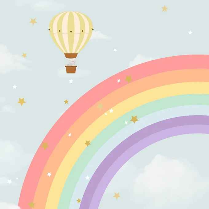 Rainbow & Hot Air Balloons Theme Children Room Wall Designs