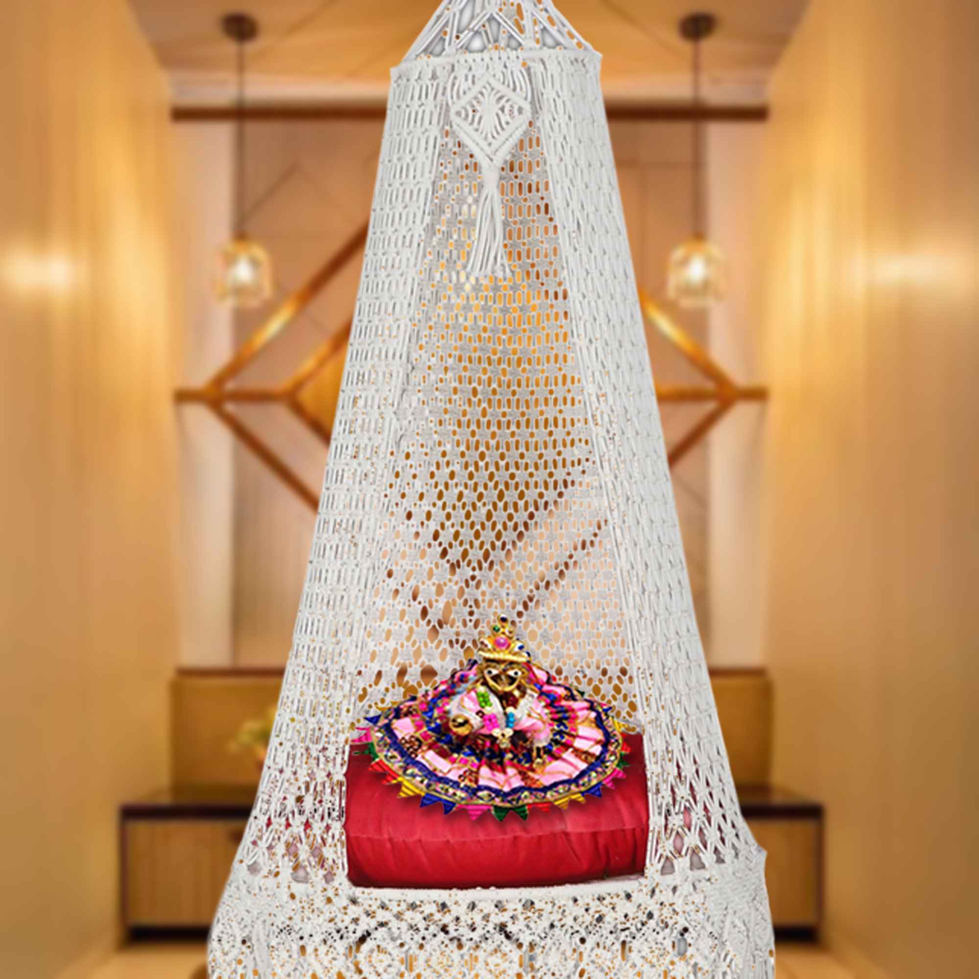 Kaahira Handwoven Swing Throne Devoted to Laadu Gopal Ji