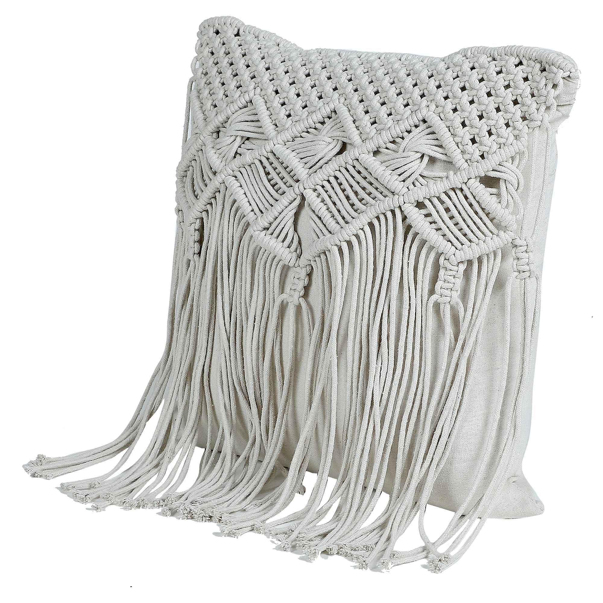 Kaahira Macrame Cushion Cover White