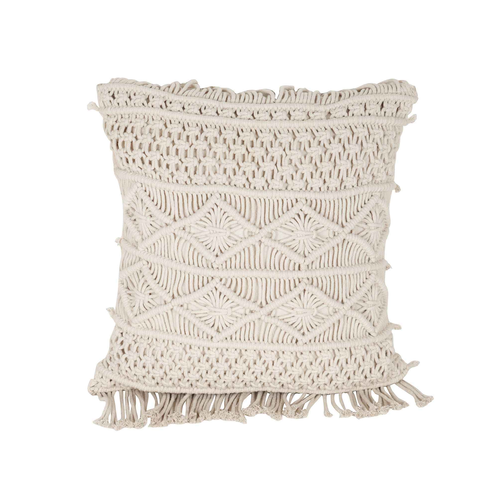 Kaahira Macrame Cushion Cover White