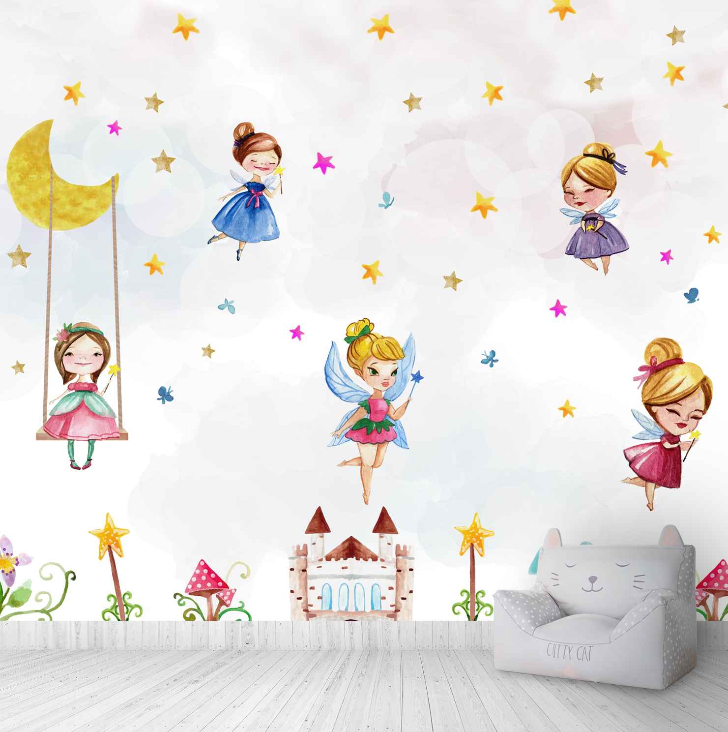 Customised Fairies Wallpaper Theme for Girls Room