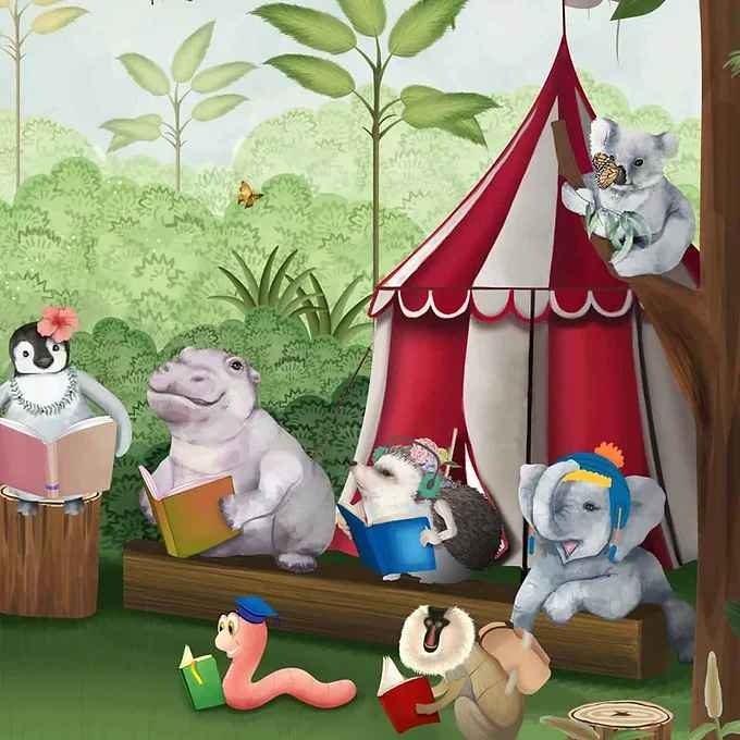 Alphabets with Animals Wallpaper Design for Kids Room