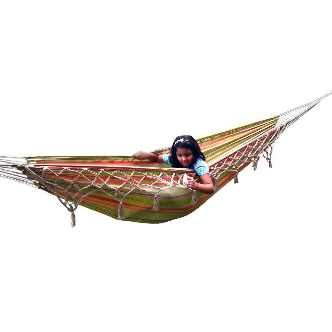 Hangit Extra Large Classic Canvas Hammock with Deco Fringes