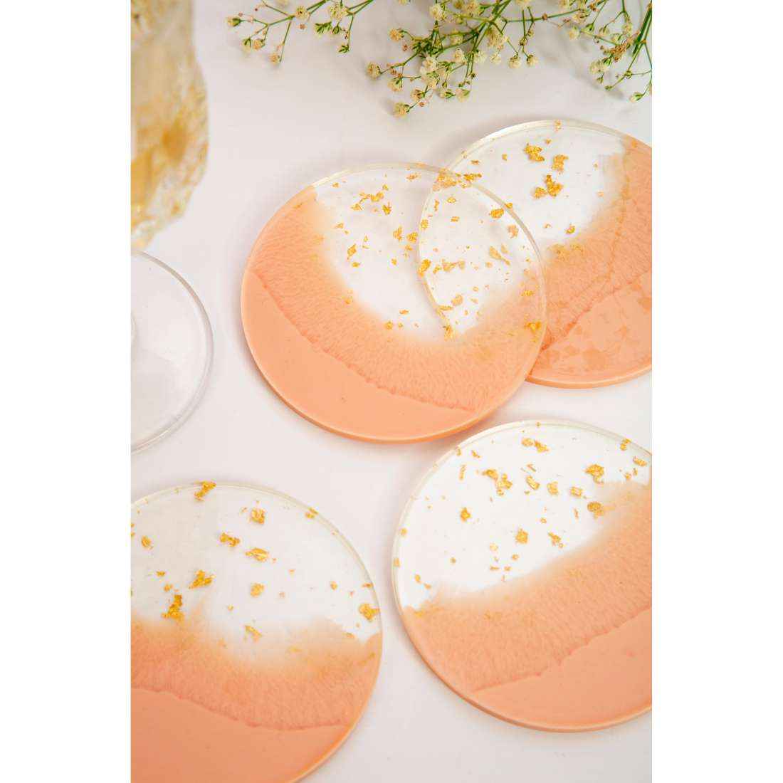 Blush Aesthetic Resin Art Round Coasters