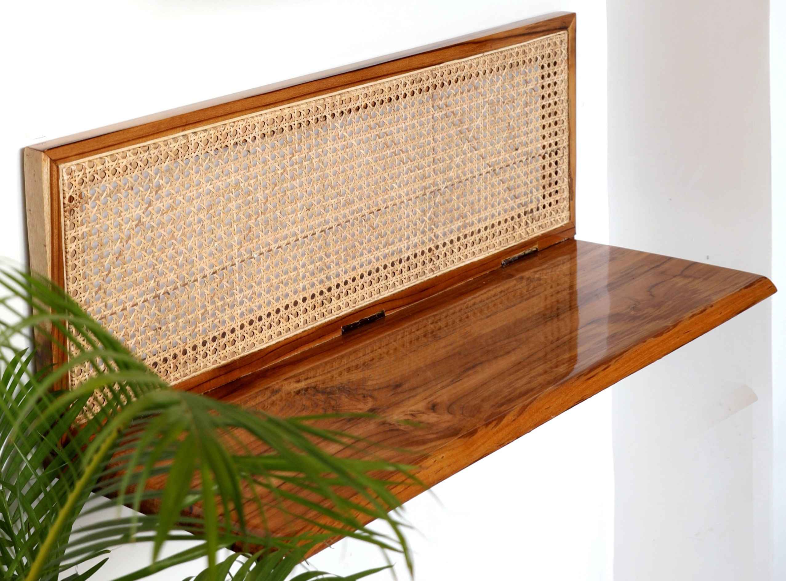 Rattan wall shelves