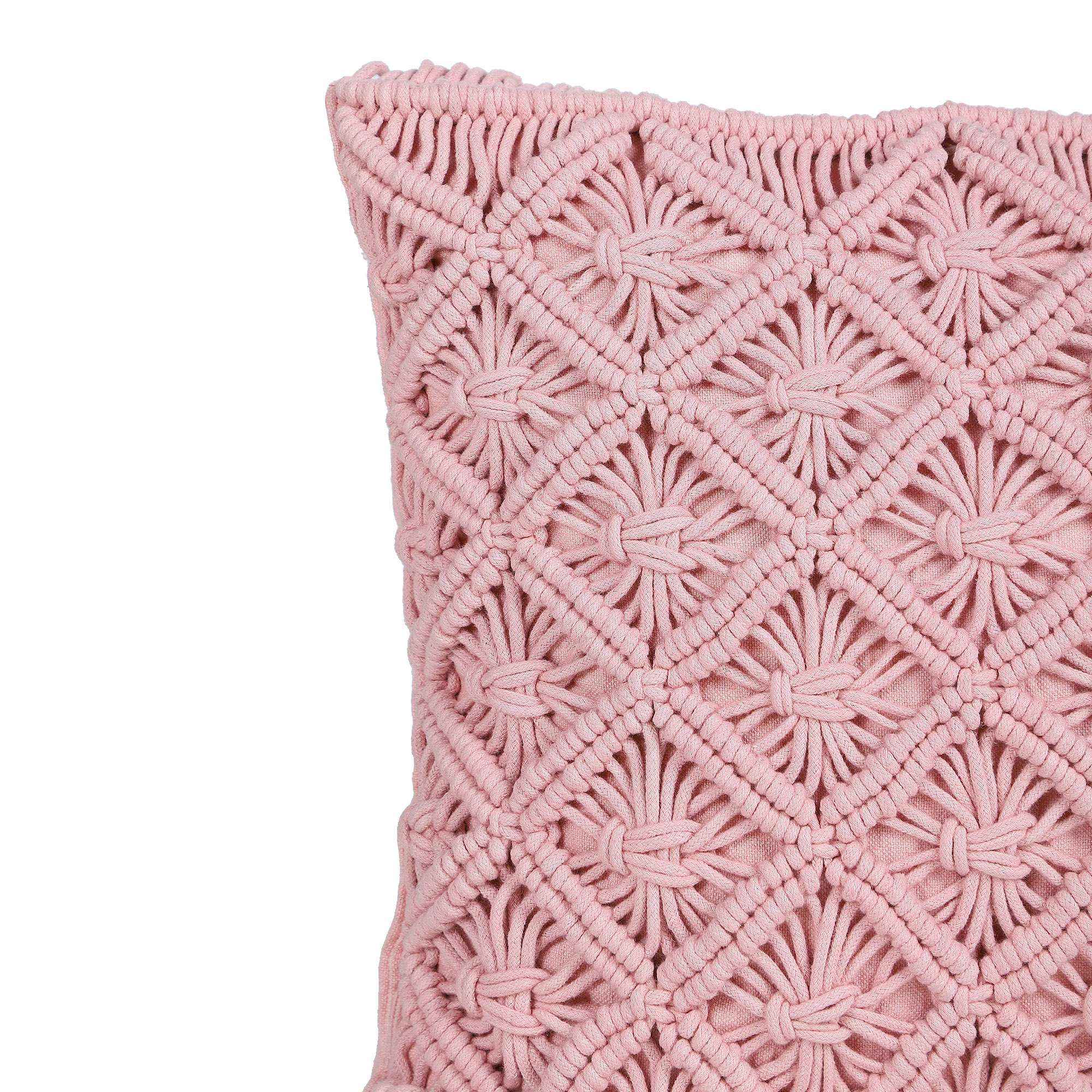 Kaahira Macrame Cushion Cover Pink