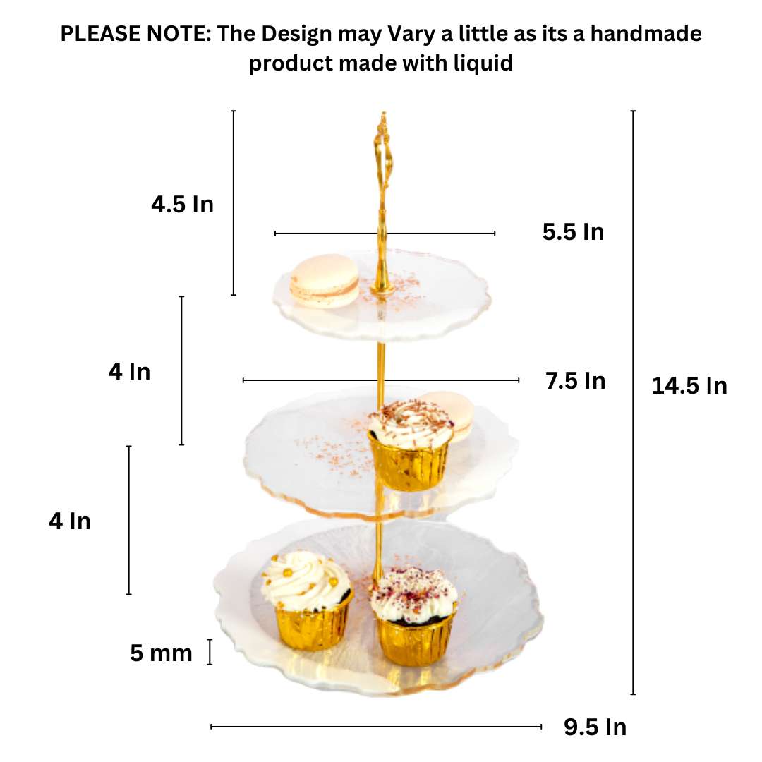 HN HUES Fleuron Resin 3 Tier Cake Stand