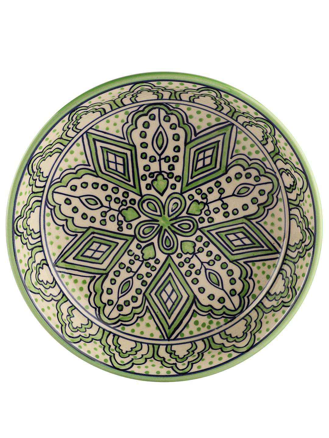 Handcrafted & Handpainted Floral Galzed Ceramic Thali Platter