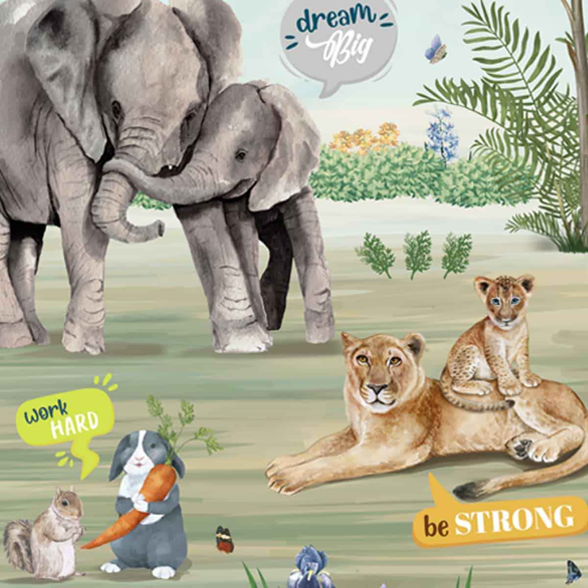 Cute Animal Safari Wallpaper for Kids