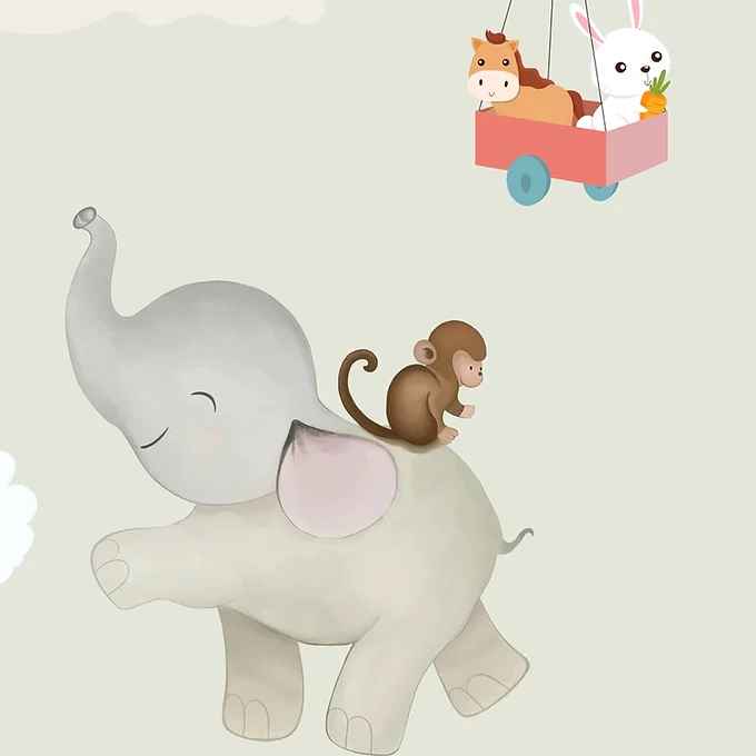 Jungle Theme Wallpaper with Cute Animals and Quotes