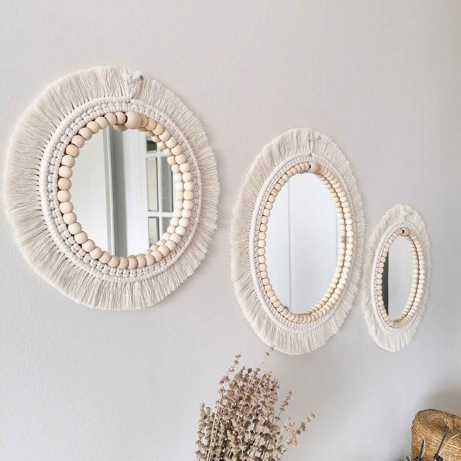 Kaahira Macrame Wall Mirror Set Of 3