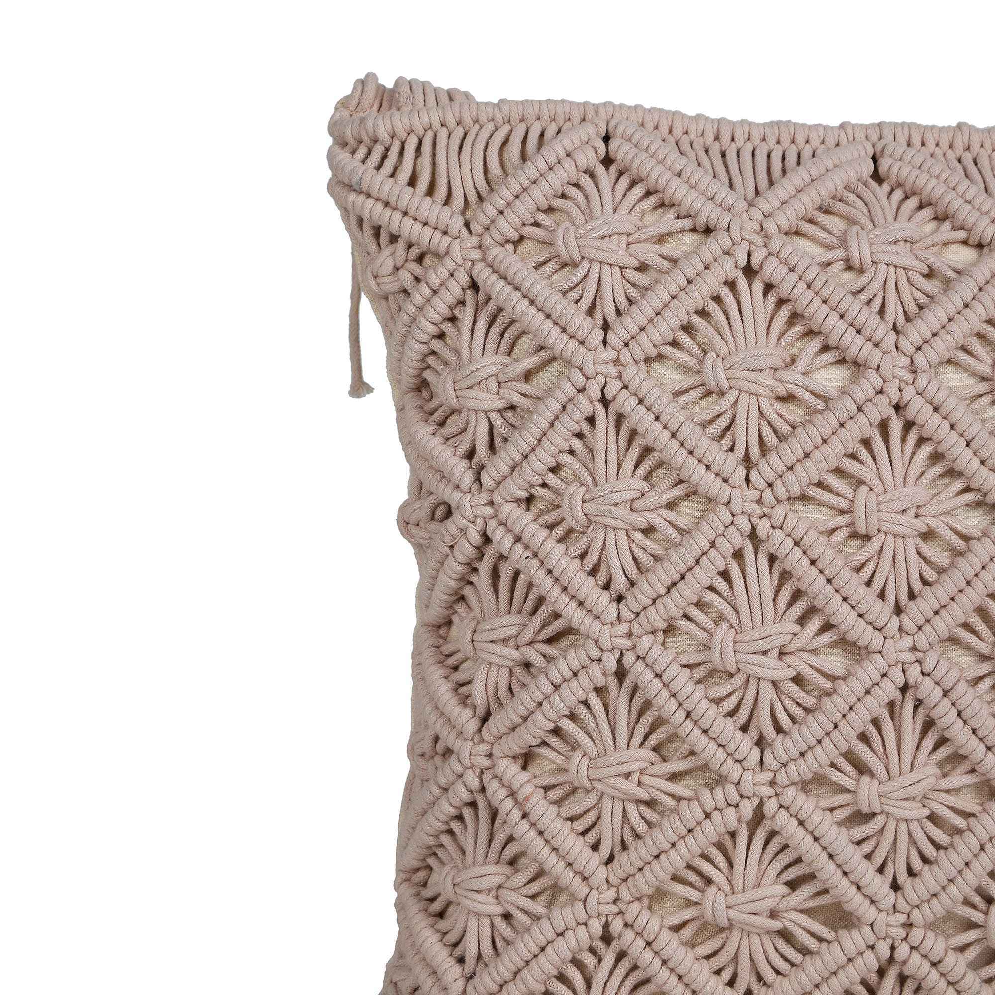 Kaahira Macrame Cushion Cover Pink